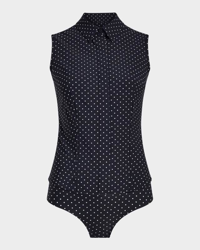 Polka Dot Microfiber Thong Bodysuit